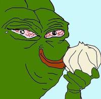 pepe ugly eating garlic 