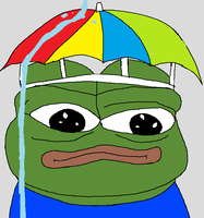 pepe umbrella hat face shot 