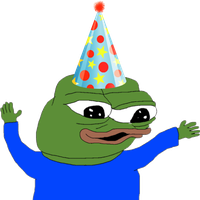 pepe waving arms party hat 