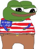 pepe wearing american flag shirt 