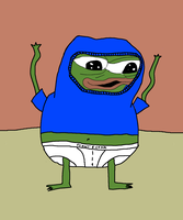 pepe wearing blue hoodie underwear 