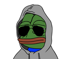 pepe wearing hoodie aviators sad 