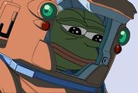 pepe wearing mech suit 