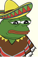 pepe wearing mexican poncho 