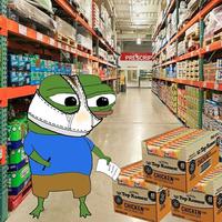 pepe wearing underwear buying ramen 