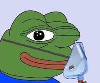 pepe winking with oxygen mask on 