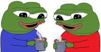 pepes drinking hot cocoa 