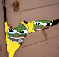 pepes in hazmat suits eating door 