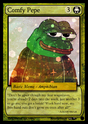 pepe comfy holographic trading card 