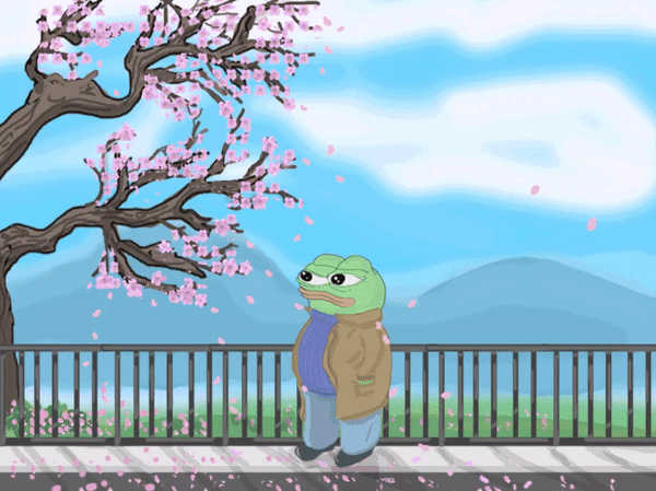 pepe eating blossoms 