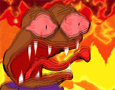 pepe hissing in hell fire 