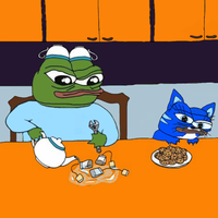 toshi cat fed by pepe 