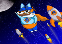 toshi cat flying with rockets 