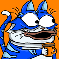 toshi cat hyped up coffee 