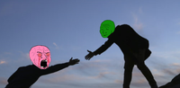 green pink wojak teamwork 