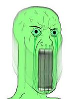 green wojak screaming huge mouth 