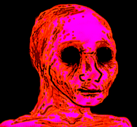 pink neon wojak black eyes 