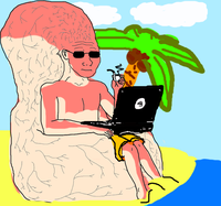 pink wojak big brain beach 