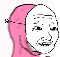 pink wojak cringe mask 