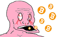 pink wojak eating bitcoin 