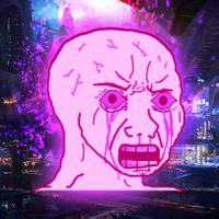 pink wojak neon holographic sign 