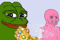 pink wojak snapped by smug pepe thanos 