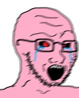 pink wojak soy boy crying 