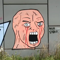 pink wojak street art 