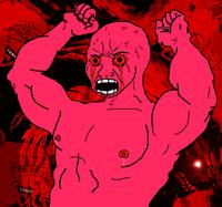 red wojak muscle body screaming 