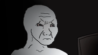 wojak almost crying in front of computer 