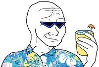 wojak aloha shirt umbrella drink 