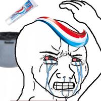 wojak angry crying toothpaste hair 