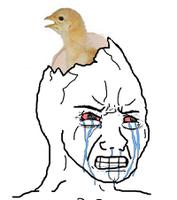 wojak angry seething brain hatching chick 