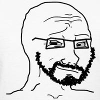 wojak beard shaved head smug face 