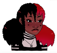 wojak black girl red black hair 