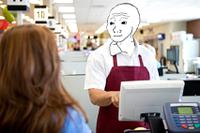 wojak cashier feels 