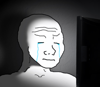 wojak cries computer eyes closed 