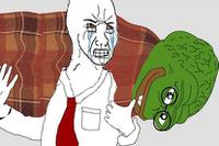 wojak crying carrying comfy pepe 