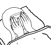 wojak crying in bed face covered 