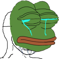 wojak crying wearing sad pepe mask 