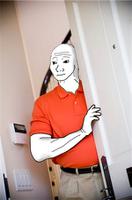 wojak dad checks on son 