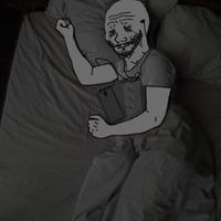 wojak doomer crying in bed 