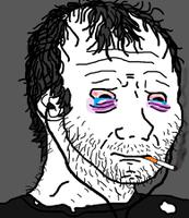 wojak doomer crying smoking cigarette nasty hair 