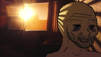 wojak doomer daylight in room 