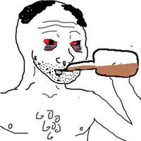 wojak doomer drinking 