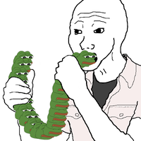 wojak eating pepe gummi 