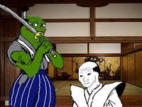 wojak executed by pepe samurai 