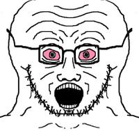 wojak extra wide head glasses red eyes 