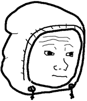 wojak face wearing hoodie 