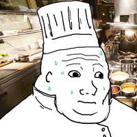 wojak fat chef sweating 